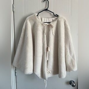 White Faux Fur Christmas Tree Skirt 55” Cozy Neutral Holiday Decor